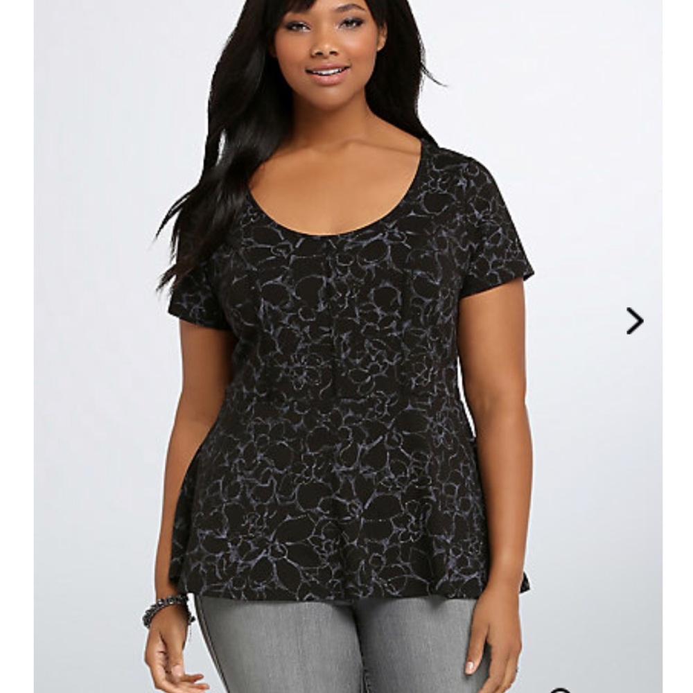Floral Peplum Keyhole Top